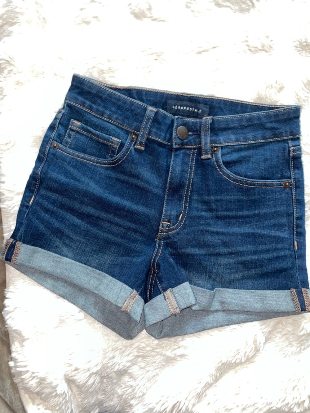 Aeropostale Blue Rolled Hem Denim Shorts
